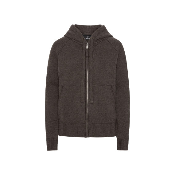 Trolle Projects Loose Fit Extra Fine Merino Zip Hoodie Female - Terra Brun